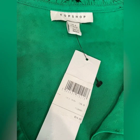 Top Shop Green Star Wrap Mini Dress Size 2 - Picture 3 of 5